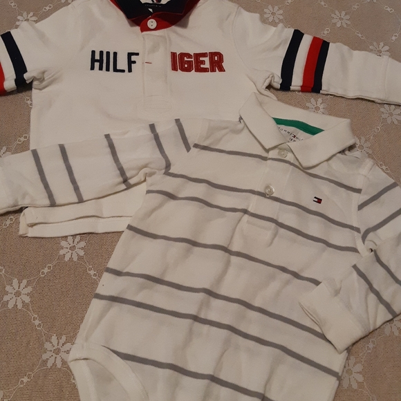 Boys Tommy Hilfiger Shirt, Long Sleeves, Red, White,Dark Blue, Gray, Size 18M - Picture 2 of 15